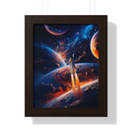 Space Shuttle Blast Off To Strange New Worlds Framed Vertical Poster - Mahannah's Sci - fi Universe