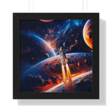 Space Shuttle Blast Off To Strange New Worlds Framed Vertical Poster - Mahannah's Sci - fi Universe