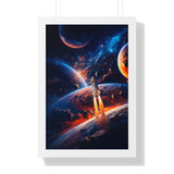 Space Shuttle Blast Off To Strange New Worlds Framed Vertical Poster - Mahannah's Sci - fi Universe