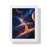 Space Shuttle Blast Off To Strange New Worlds Framed Vertical Poster - Mahannah's Sci - fi Universe