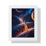 Space Shuttle Blast Off To Strange New Worlds Framed Vertical Poster - Mahannah's Sci - fi Universe