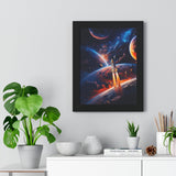 Space Shuttle Blast Off To Strange New Worlds Framed Vertical Poster - Mahannah's Sci - fi Universe