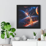 Space Shuttle Blast Off To Strange New Worlds Framed Vertical Poster - Mahannah's Sci - fi Universe