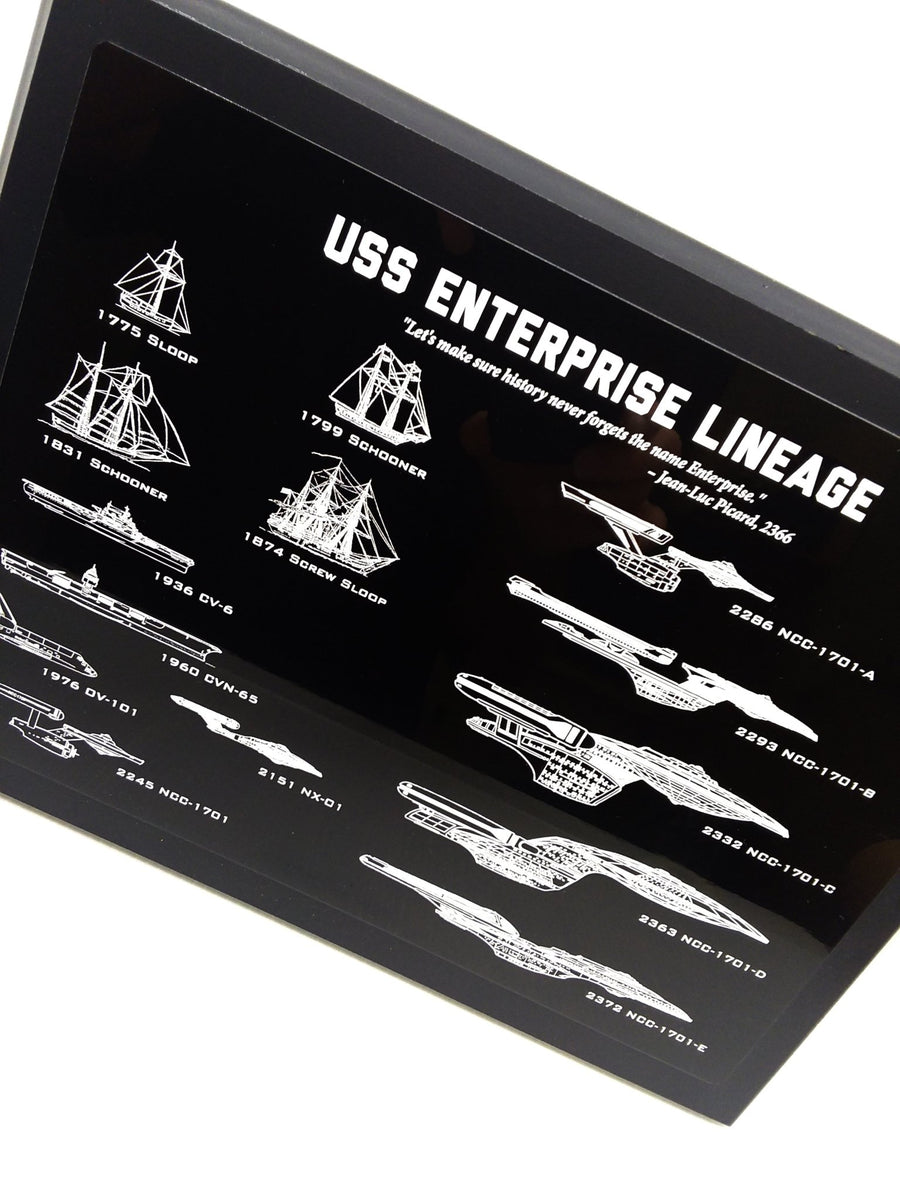 Star Trek USS Enterprise Lineage Engraved Blueprint Hanging Wall