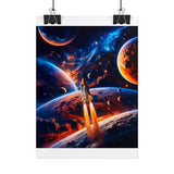 Space Shuttle Launch Into Infinity™ Premium Rolled Poster | Cosmic Planets Space Wall Art