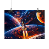 Space Shuttle Launch Into Infinity™ Premium Rolled Poster | Cosmic Planets Space Wall Art