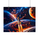 Space Shuttle Launch Into Infinity™ Premium Rolled Poster | Cosmic Planets Space Wall Art