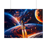 Space Shuttle Launch Into Infinity™ Premium Rolled Poster | Cosmic Planets Space Wall Art