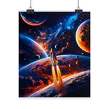 Space Shuttle Launch Into Infinity™ Premium Rolled Poster | Cosmic Planets Space Wall Art