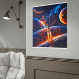 Space Shuttle Launch Into Infinity™ Premium Rolled Poster | Cosmic Planets Space Wall Art