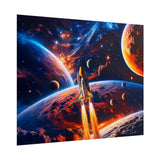 Space Shuttle Launch Into Infinity™ Premium Rolled Poster | Cosmic Planets Space Wall Art