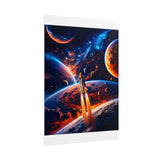 Space Shuttle Launch Into Infinity™ Premium Rolled Poster | Cosmic Planets Space Wall Art