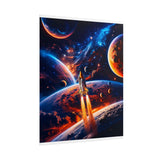 Space Shuttle Launch Into Infinity™ Premium Rolled Poster | Cosmic Planets Space Wall Art