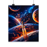 Space Shuttle Launch Into Infinity™ Premium Rolled Poster | Cosmic Planets Space Wall Art