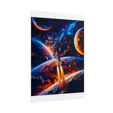 Space Shuttle Launch Into Infinity™ Premium Rolled Poster | Cosmic Planets Space Wall Art