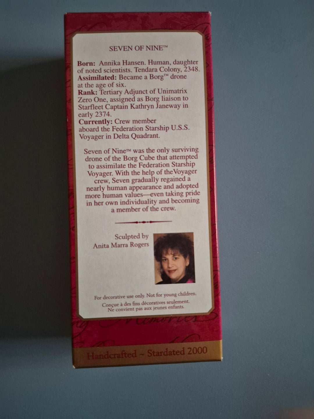 2000 Hallmark Keepsake Star Trek Voyager Seven of Nine ornament box back