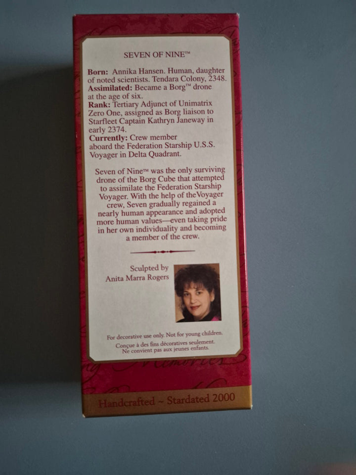 2000 Hallmark Keepsake Star Trek Voyager Seven of Nine ornament box back