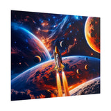 Space Shuttle Launch Into Infinity™ Premium Rolled Poster | Cosmic Planets Space Wall Art