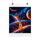 Space Shuttle Launch Into Infinity™ Premium Rolled Poster | Cosmic Planets Space Wall Art