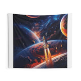 Space Rocket Wall Tapestry – Cosmic Planet Launch Sci-Fi Wall Decor