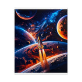Space Shuttle Launch Into Infinity™ Premium Rolled Poster | Cosmic Planets Space Wall Art