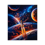 Space Shuttle Launch Into Infinity™ Premium Rolled Poster | Cosmic Planets Space Wall Art