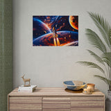 Space Shuttle Launch Into Infinity™ Premium Rolled Poster | Cosmic Planets Space Wall Art