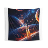 Space Rocket Wall Tapestry – Cosmic Planet Launch Sci-Fi Wall Decor
