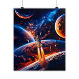 Space Shuttle Launch Into Infinity™ Premium Rolled Poster | Cosmic Planets Space Wall Art
