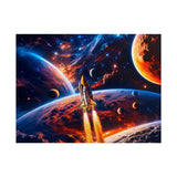Space Shuttle Launch Into Infinity™ Premium Rolled Poster | Cosmic Planets Space Wall Art