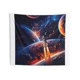 Space Rocket Wall Tapestry – Cosmic Planet Launch Sci-Fi Wall Decor