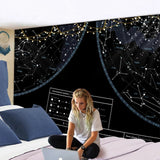 DecorBites™ Interstellar Sky Map Constellations Tapestry - Black Galactic Wall Decor - Mahannah's Sci - fi Universe
