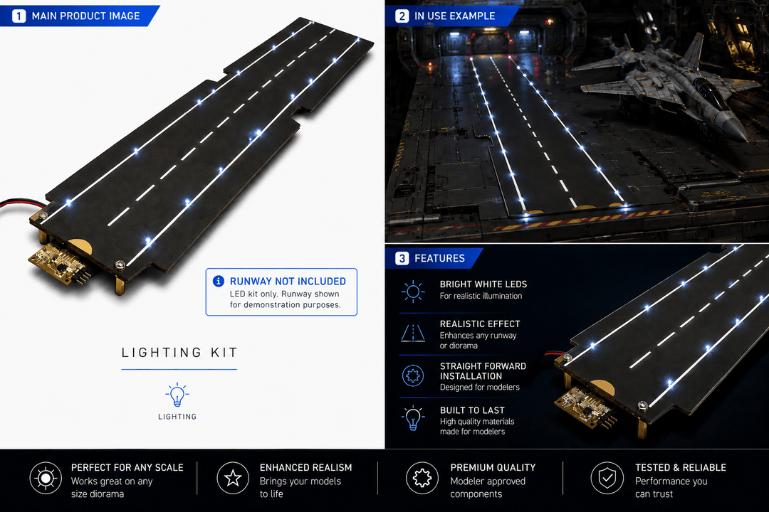 Runway Lighting Kit for Model Dioramas, Hangars &amp; Carrier Decks | Realistic LED Sequencing Effects - Mahannah&