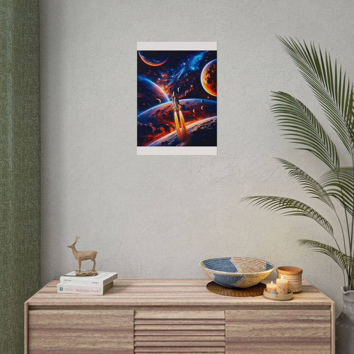 Space Shuttle Launch Into Infinity™ Premium Rolled Poster | Cosmic Planets Space Wall Art - Mahannah&