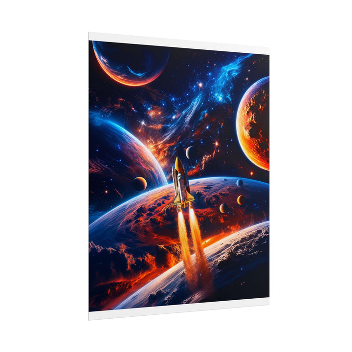 Space Shuttle Launch Into Infinity™ Premium Rolled Poster | Cosmic Planets Space Wall Art - Mahannah&