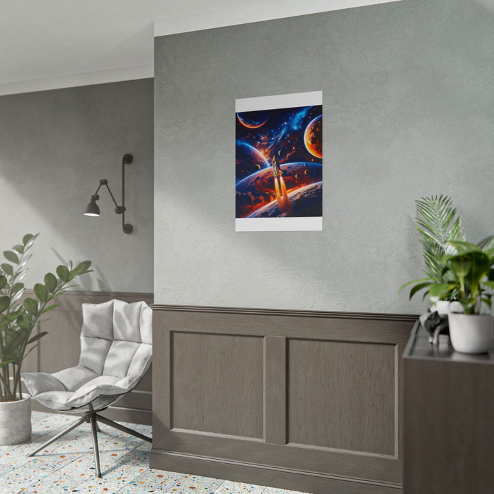 Space Shuttle Launch Into Infinity™ Premium Rolled Poster | Cosmic Planets Space Wall Art - Mahannah&