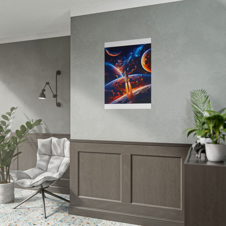Space Shuttle Launch Into Infinity™ Premium Rolled Poster | Cosmic Planets Space Wall Art - Mahannah&