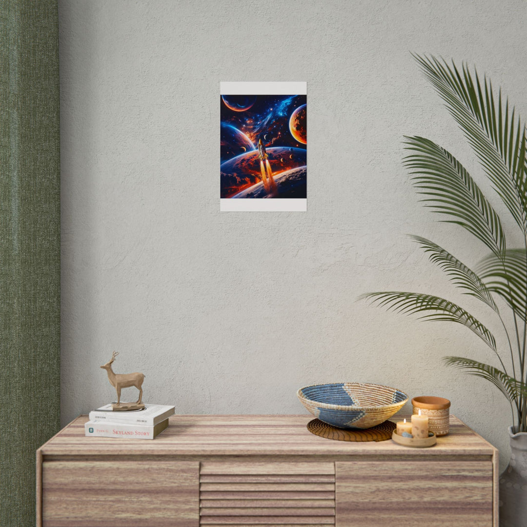 Space Shuttle Launch Into Infinity™ Premium Rolled Poster | Cosmic Planets Space Wall Art - Mahannah&