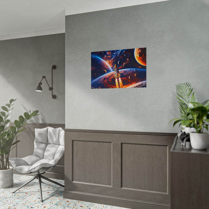 Space Shuttle Launch Into Infinity™ Premium Rolled Poster | Cosmic Planets Space Wall Art - Mahannah&