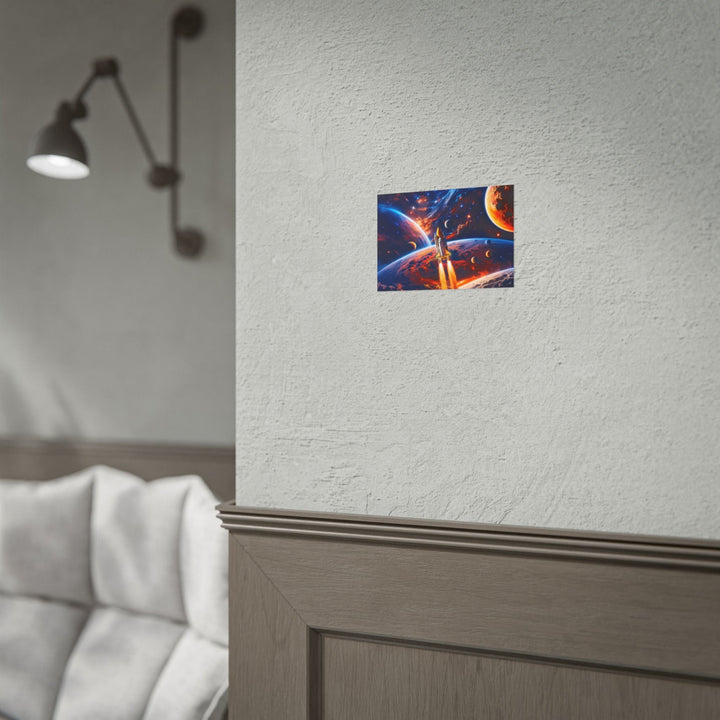 Space Shuttle Launch Into Infinity™ Premium Rolled Poster | Cosmic Planets Space Wall Art - Mahannah&