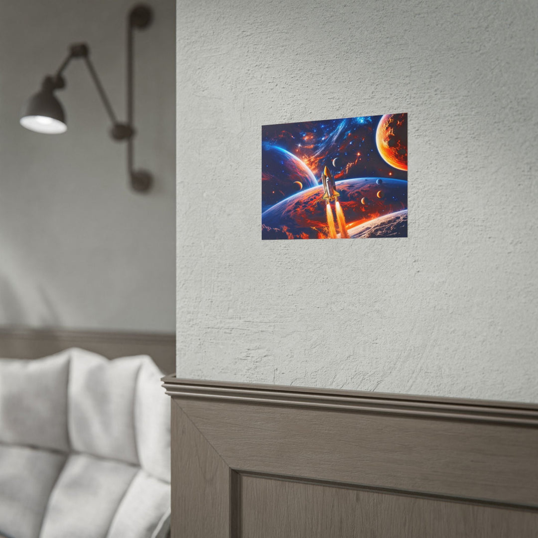 Space Shuttle Launch Into Infinity™ Premium Rolled Poster | Cosmic Planets Space Wall Art - Mahannah&