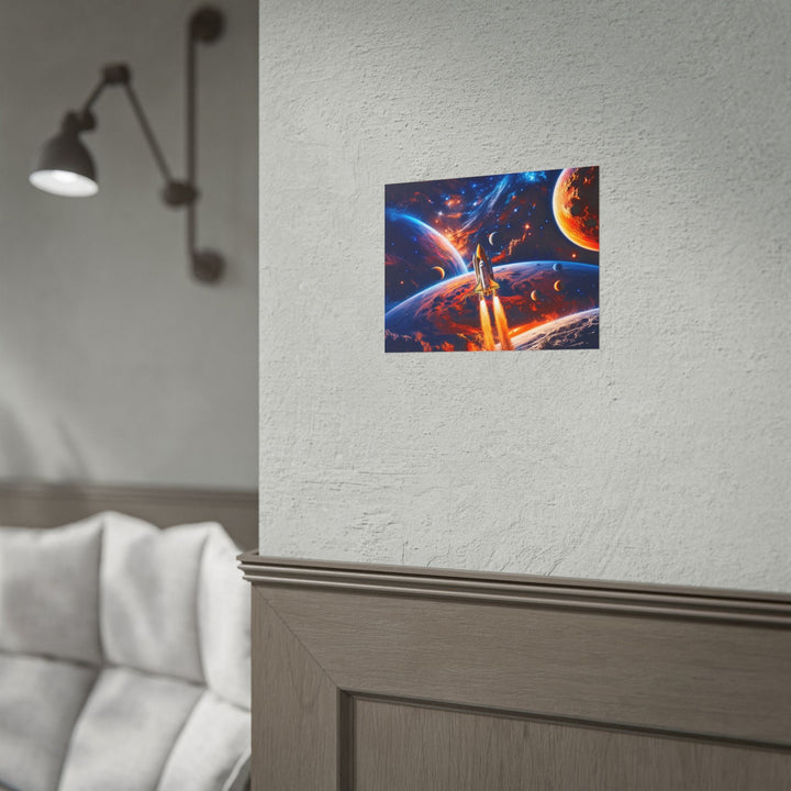 Space Shuttle Launch Into Infinity™ Premium Rolled Poster | Cosmic Planets Space Wall Art - Mahannah&
