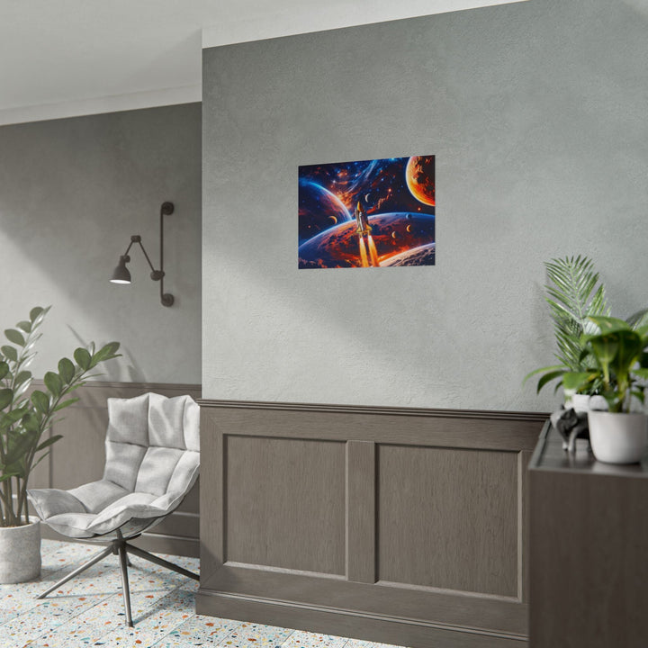 Space Shuttle Launch Into Infinity™ Premium Rolled Poster | Cosmic Planets Space Wall Art - Mahannah&