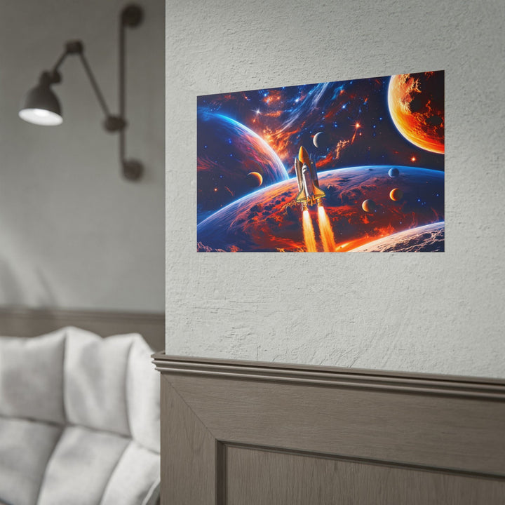 Space Shuttle Launch Into Infinity™ Premium Rolled Poster | Cosmic Planets Space Wall Art - Mahannah&