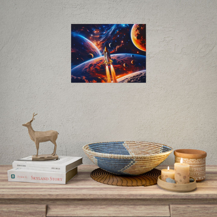 Space Shuttle Launch Into Infinity™ Premium Rolled Poster | Cosmic Planets Space Wall Art - Mahannah&