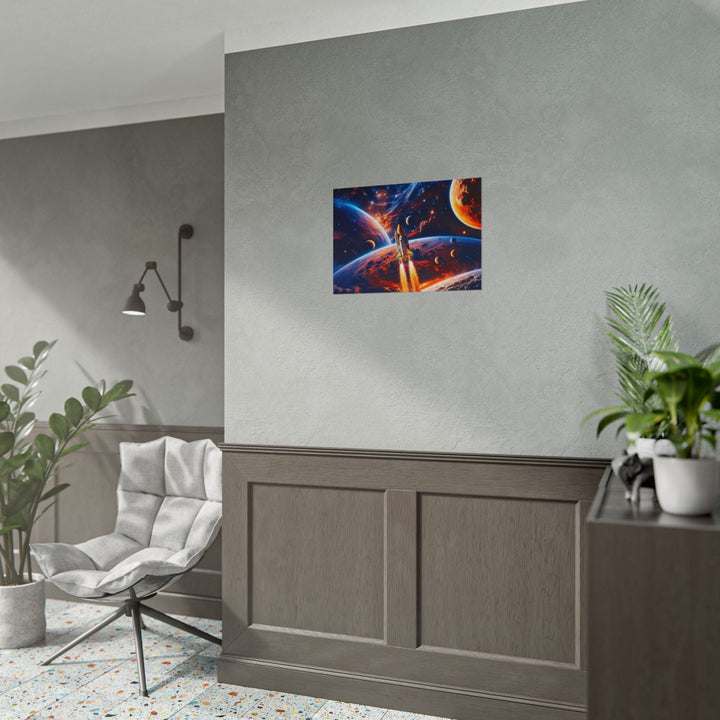 Space Shuttle Launch Into Infinity™ Premium Rolled Poster | Cosmic Planets Space Wall Art - Mahannah&
