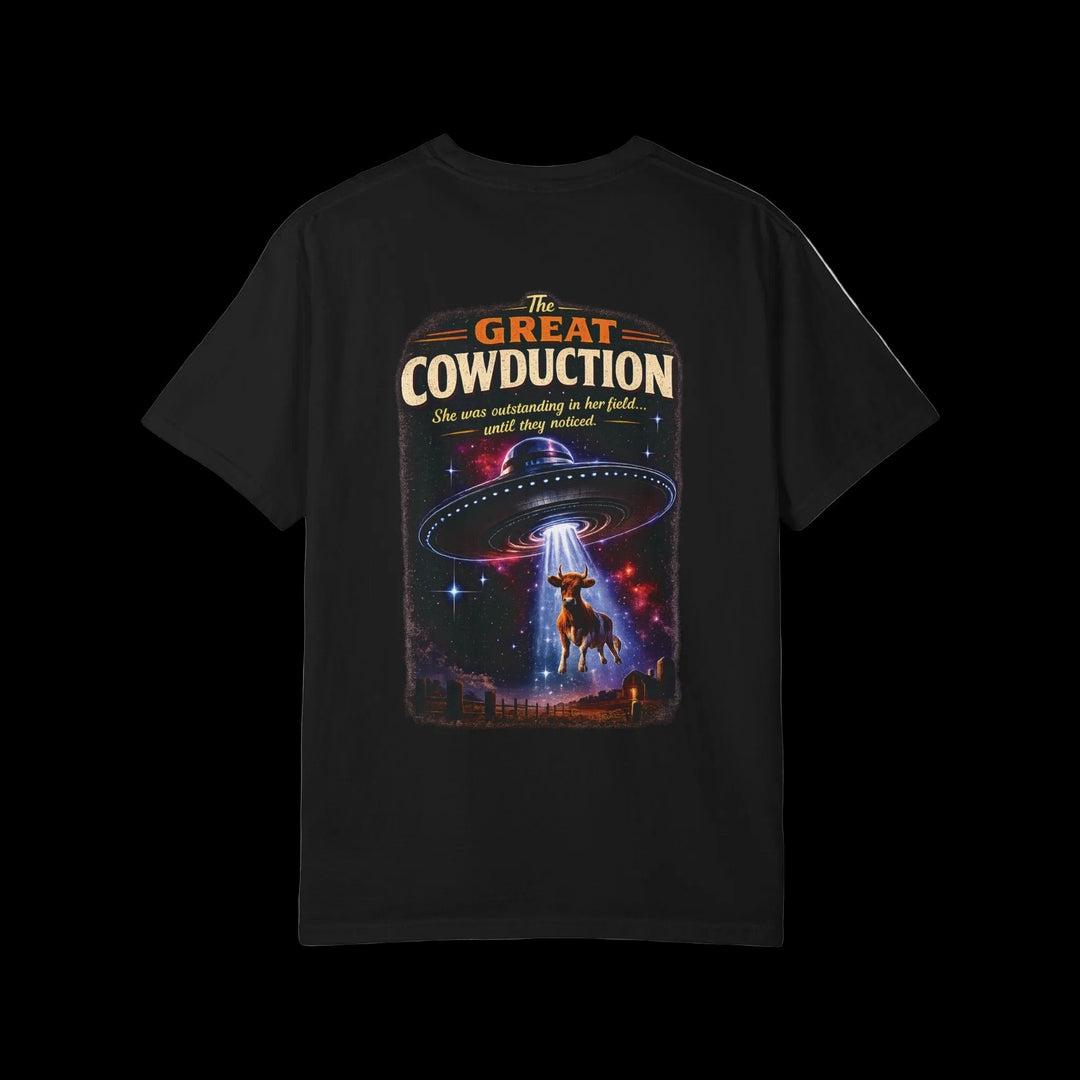 The Great Cowduction™ 2 Sided Heavyweight Garment-Dyed T-Shirt Cosmic Curiosities Archive – Case File 