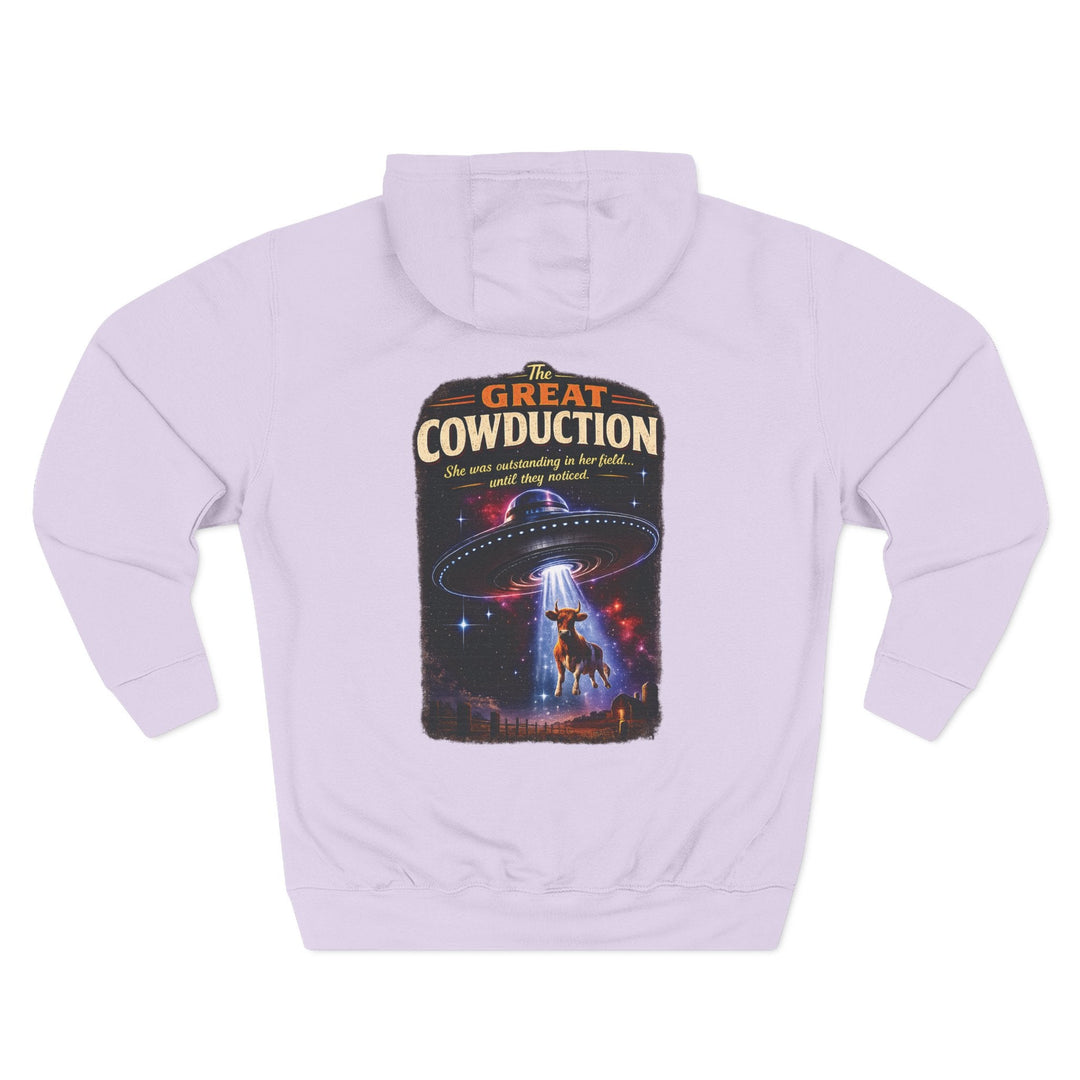 The Great Cowduction™ 3-Panel Fleece Hoodie | Cosmic Curiosities™ Archive – Case File 001 - Mahannah&