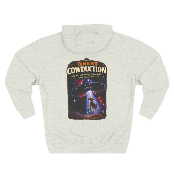 The Great Cowduction™ 3-Panel Fleece Hoodie | Cosmic Curiosities™ Archive – Case File 001 - Mahannah&