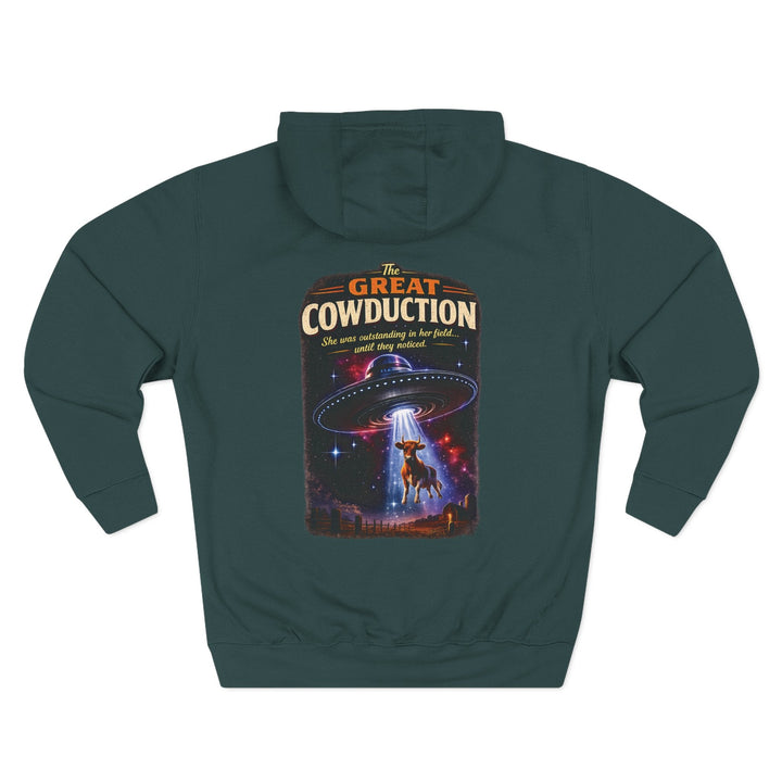 The Great Cowduction™ 3-Panel Fleece Hoodie | Cosmic Curiosities™ Archive – Case File 001 - Mahannah&